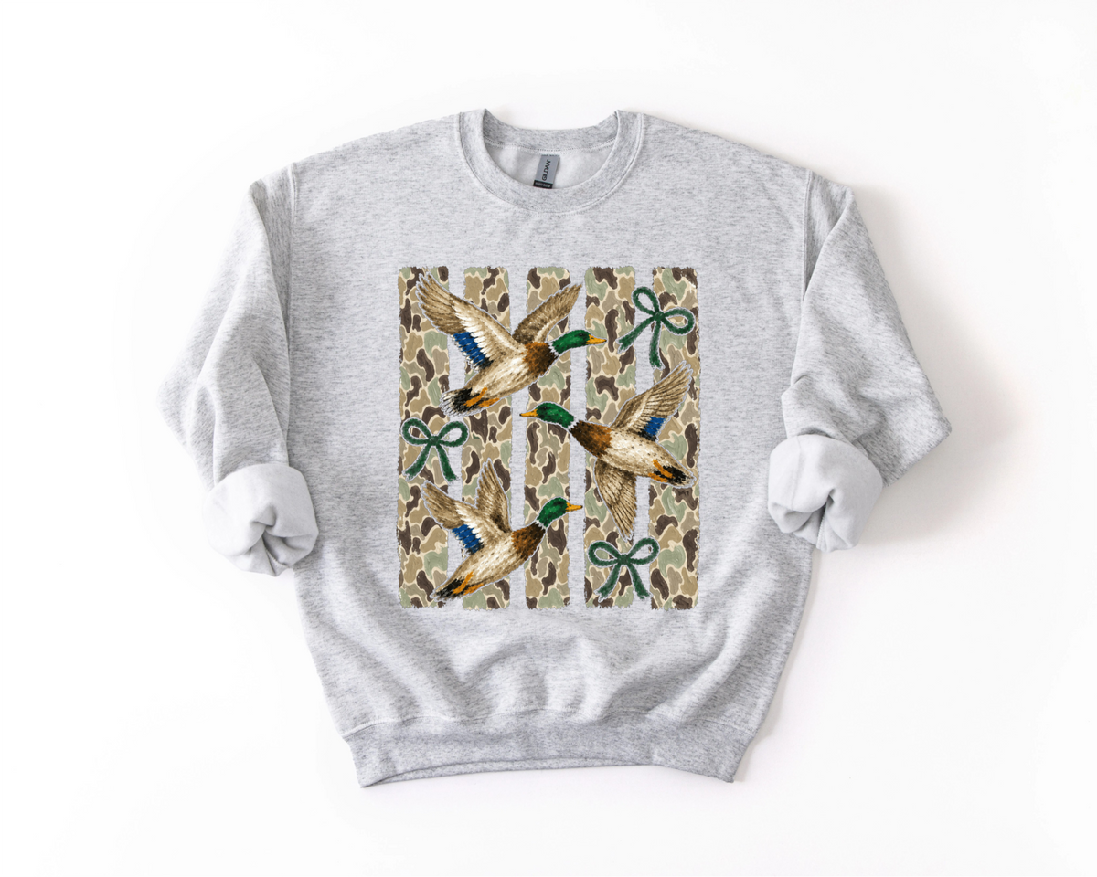 Duck & Bow Camo Crew Graphic Crewneck