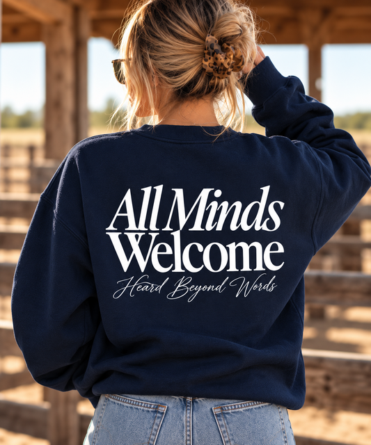 All Minds Welcome Graphic Crewneck - Navy Blue