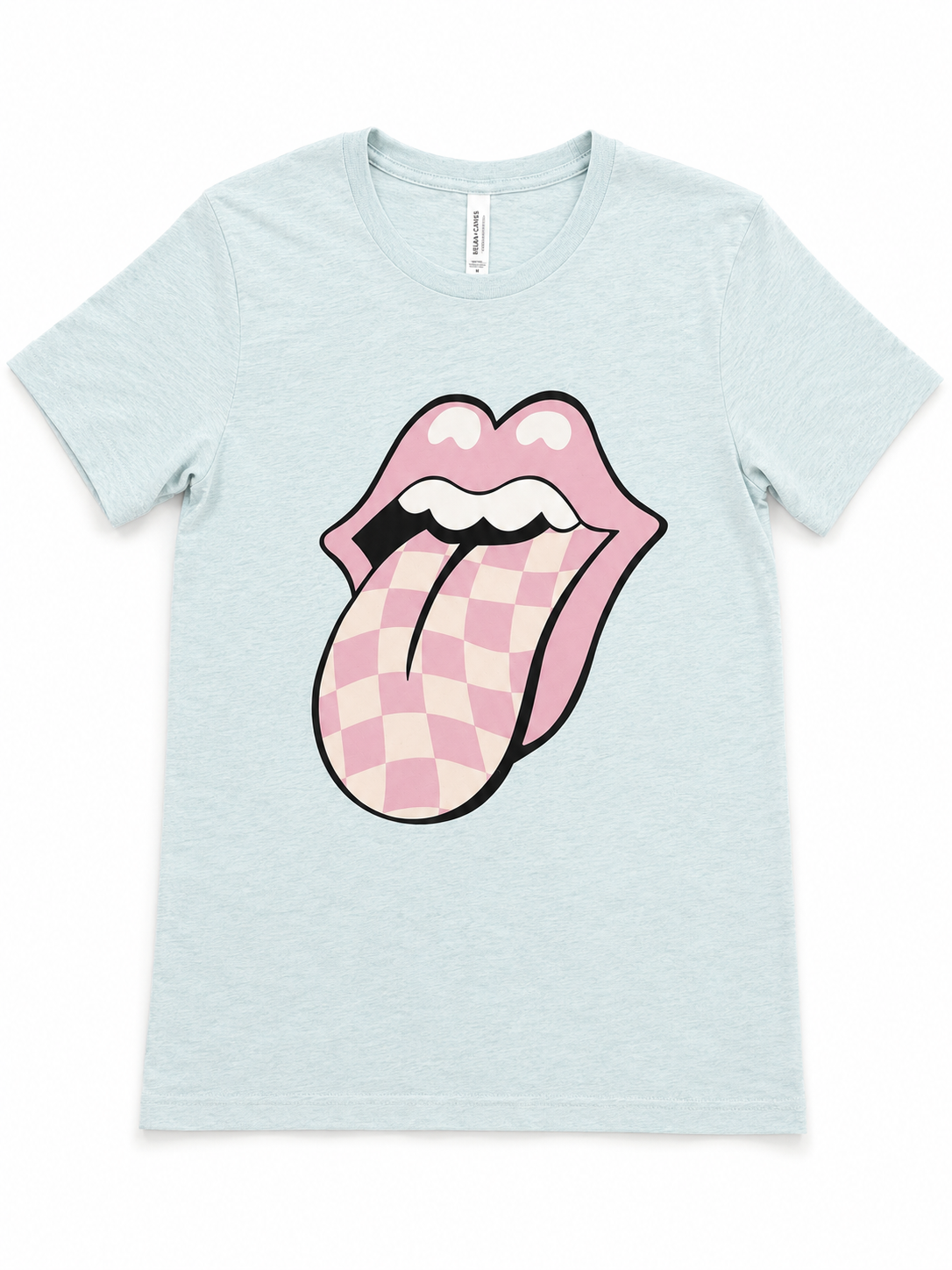 Vintage Vibes Pink Checkered Graphic Tee