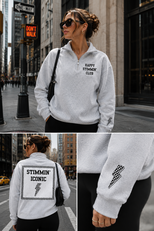 HAPPY STIMMIN' CLUB Graphic Quarter Zip Pullover (PRE-ORDER Item)