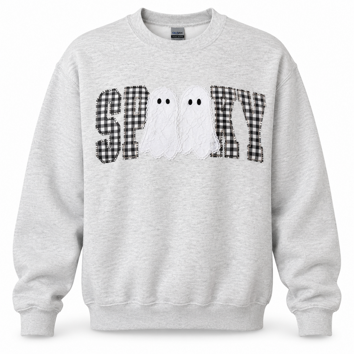 BOO Check Gingham Graphic Crewneck