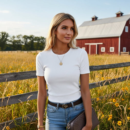 Cloud Nine Ribbed Short Sleeve Tee