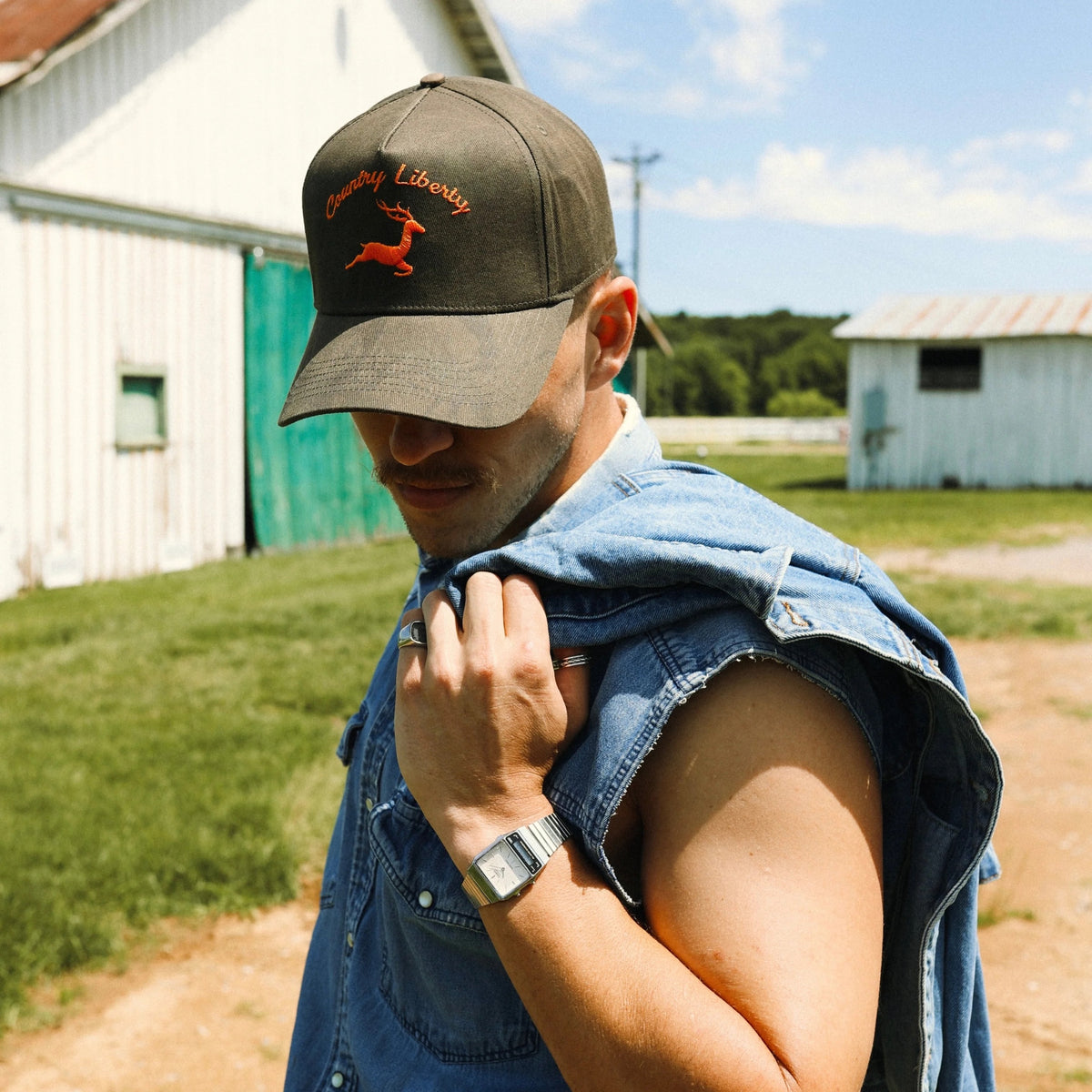 Country Liberty Solid Full Camo Deer Hat