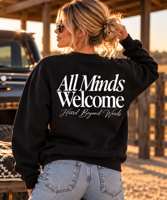 All Minds Welcome Graphic Crewneck - Black