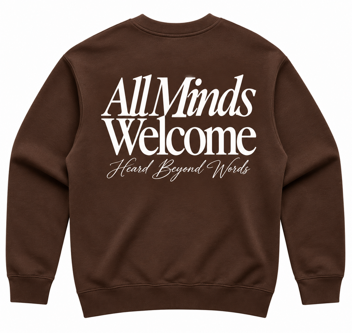 All Minds Welcome Graphic Crewneck - Chocolate Brown