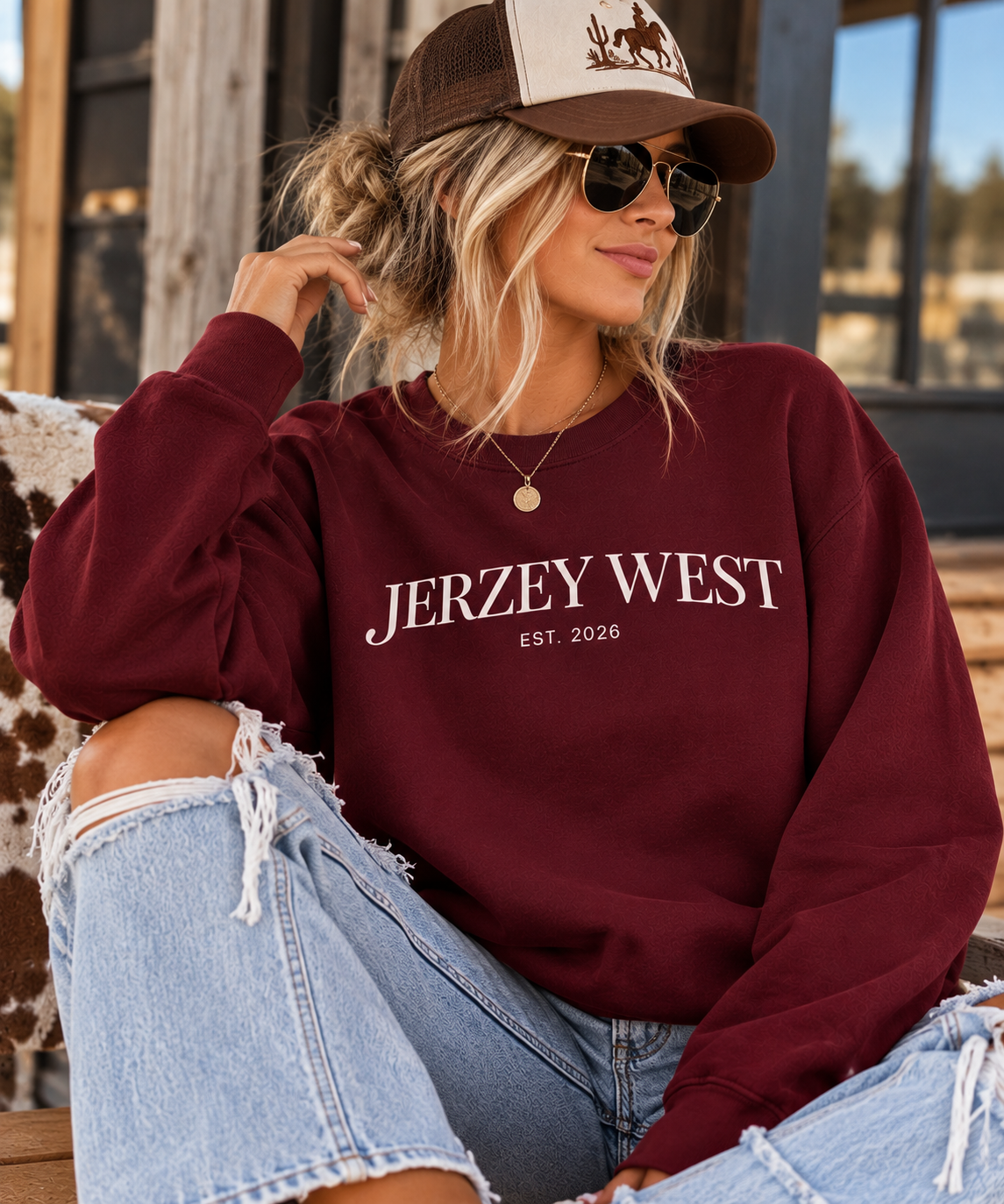 Jerzey West Heritage Collection Graphic Crewneck - Maroon