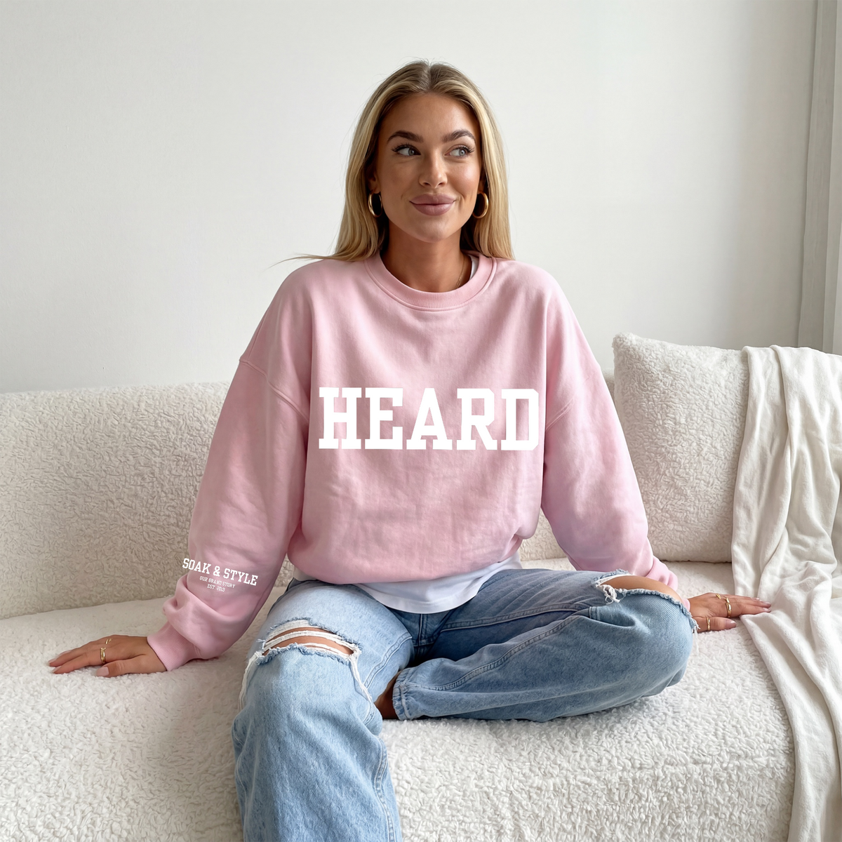 HEARD Beyond Words Graphic Crewneck - Springtime Pink