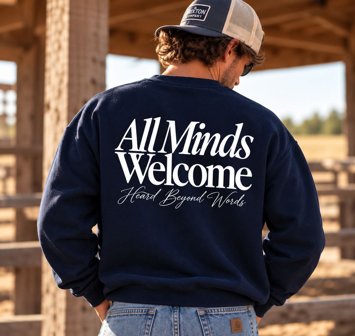 All Minds Welcome Graphic Crewneck - Navy Blue